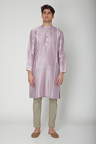 Mauve Detailed Silk Kurta by Sneha Arora Men