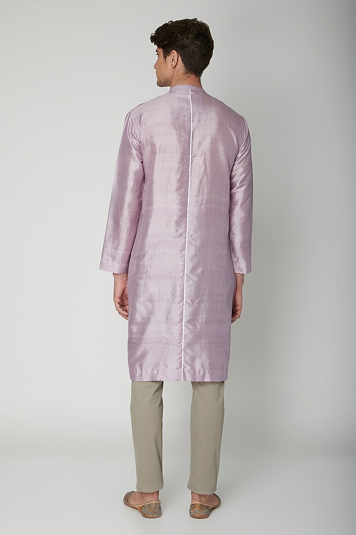 Mauve Detailed Silk Kurta by Sneha Arora Men at Pernia's Pop Up Shop
