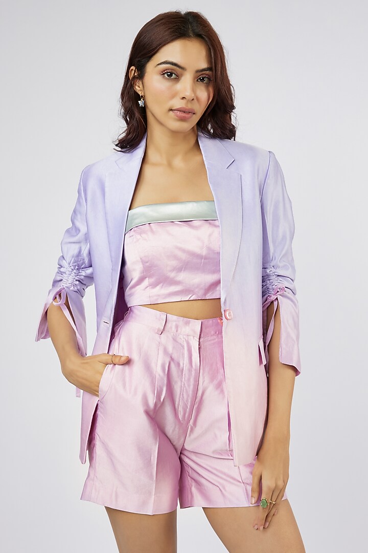 Purple & Pink Ombre Pure Silk Co-Ord Set by Sar kandy at Pernia's Pop Up Shop