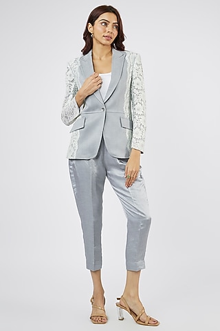 Grey Suede & Luxe Lace Co-ord Set by Sar kandy