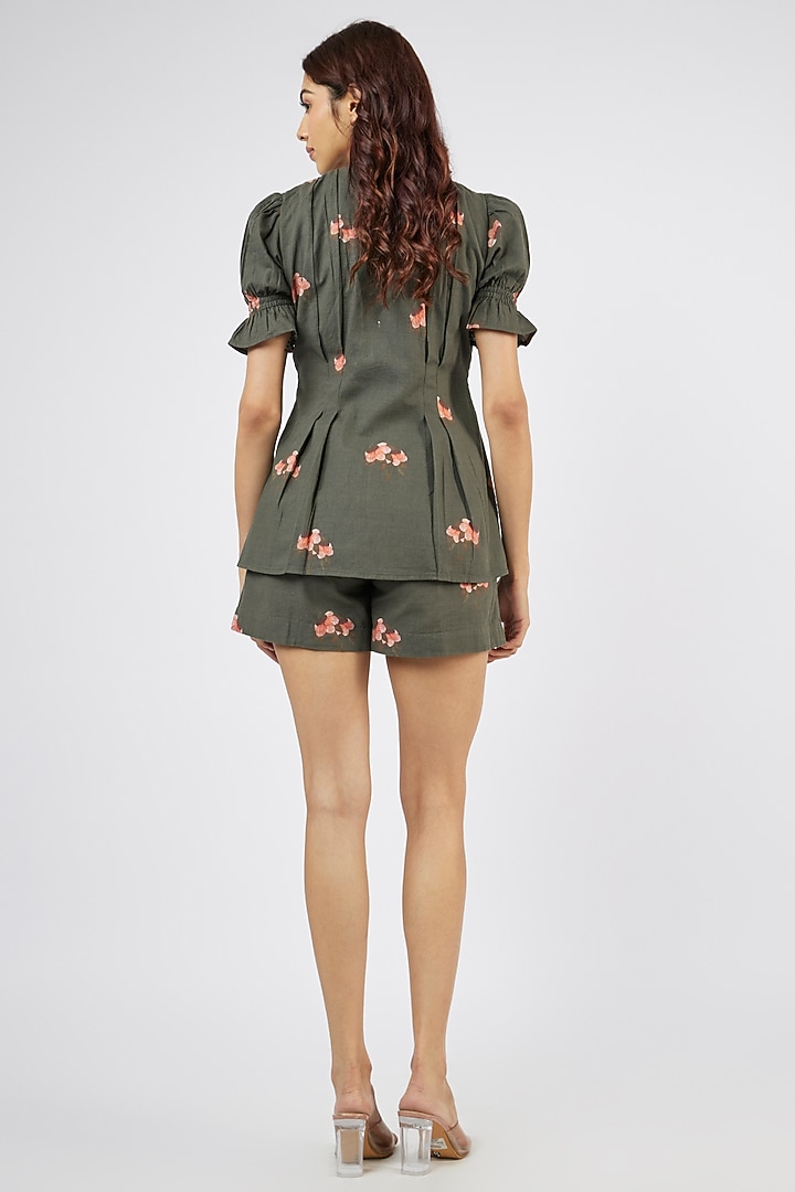 Green Cotton Linen Co-Ord Set by Sar kandy at Pernia's Pop Up Shop