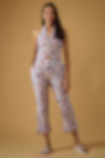 Pink Linen Cotton Printed Vest by Sar kandy at Pernia's Pop Up Shop