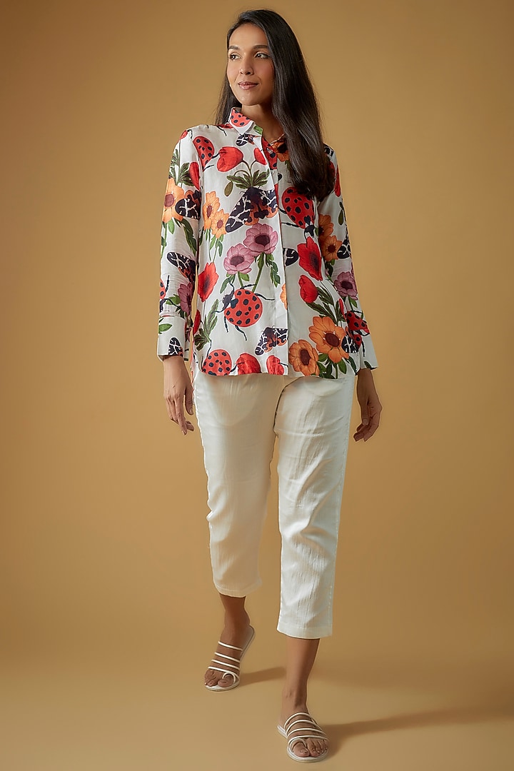 White Silk Cotton Trousers by Sar kandy at Pernia's Pop Up Shop
