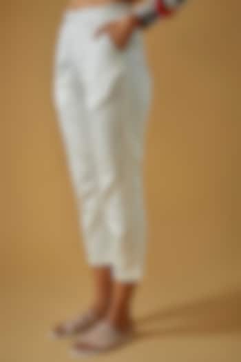 White Silk Cotton Trousers by Sar kandy