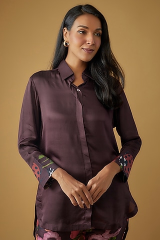Maroon Silk Cotton Shirt by Sar kandy