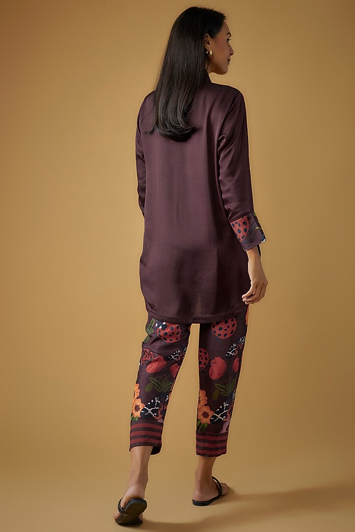 Maroon Silk Cotton Shirt by Sar kandy at Pernia's Pop Up Shop