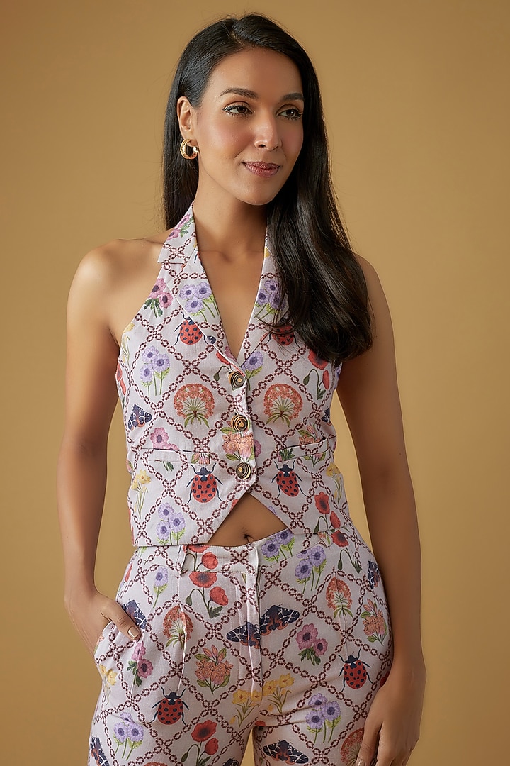 Pink Linen Cotton Printed Co-Ord Set by Sar kandy at Pernia's Pop Up Shop
