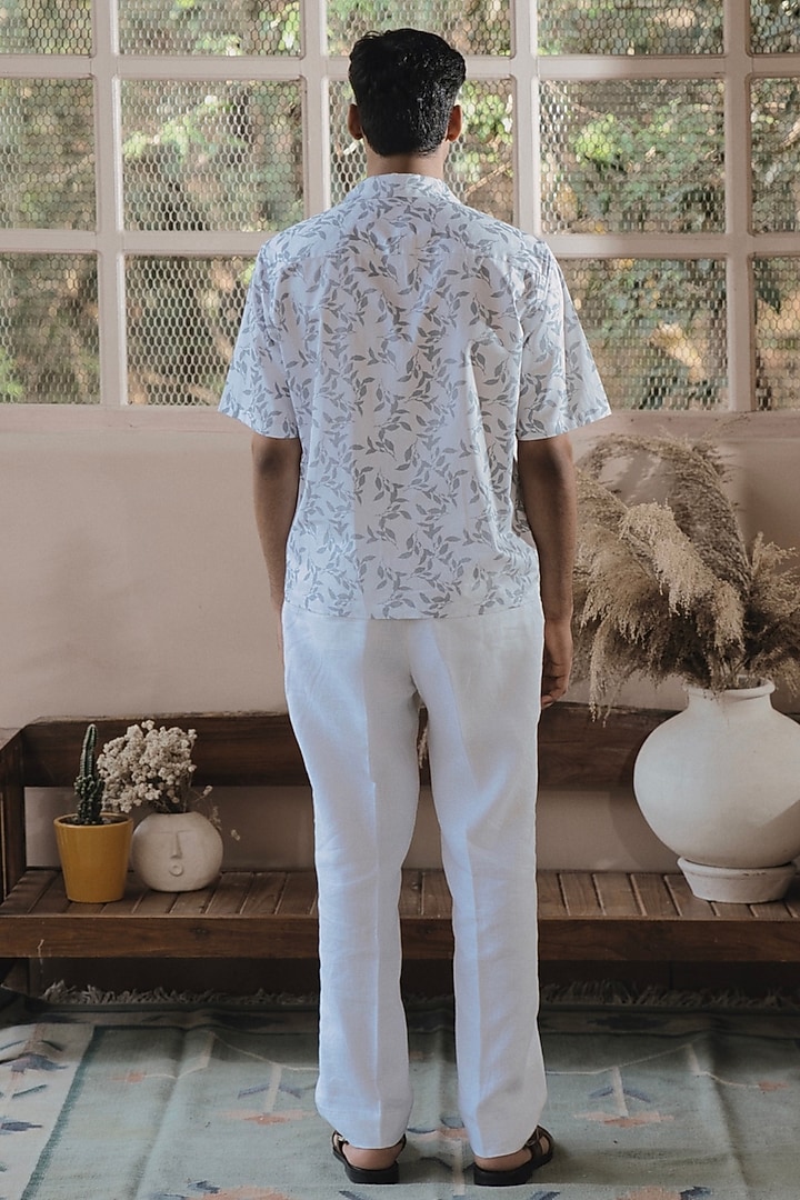 Ivory Cotton Digital Printed Wedding Shirt by SARAN KOHLI at Pernia's Pop Up Shop