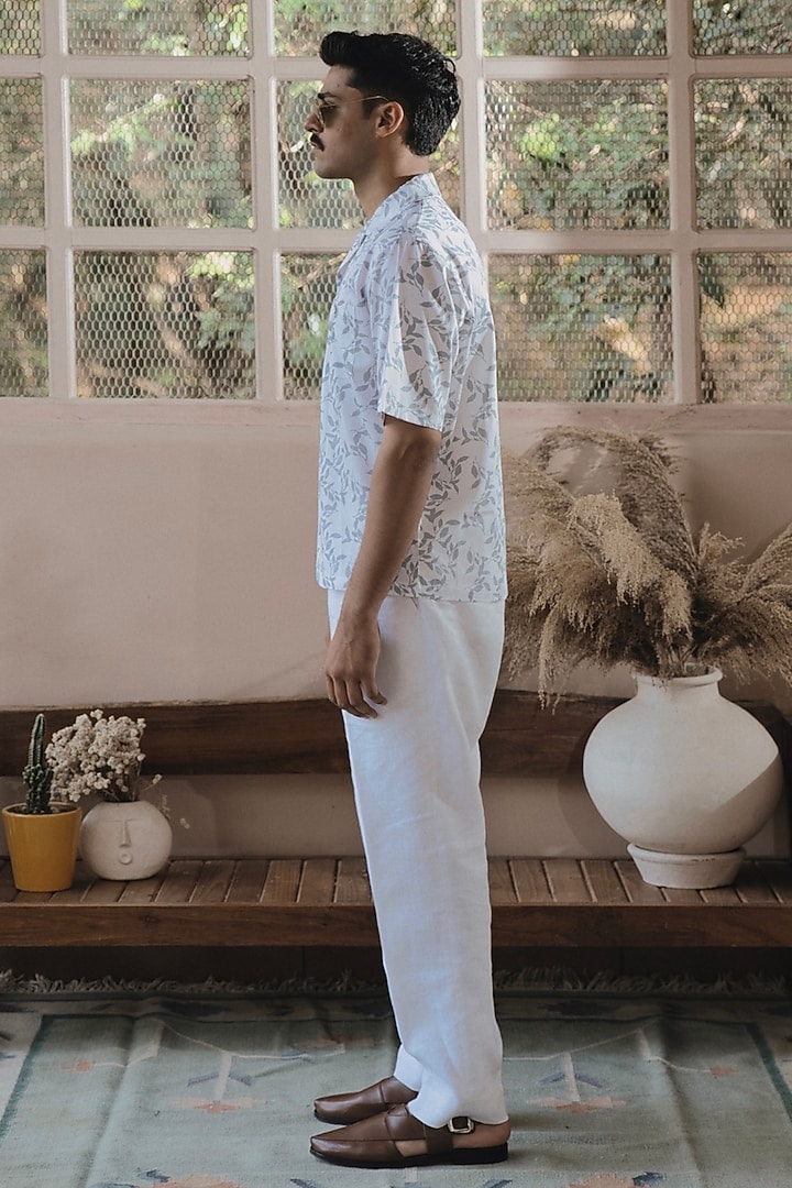 Ivory Cotton Digital Printed Wedding Shirt by SARAN KOHLI at Pernia's Pop Up Shop