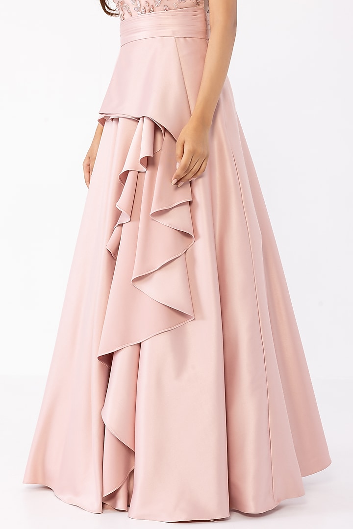 Dusty Pink Italian Satin Embellished Engagement Gown by SARTORIALE at Pernia's Pop Up Shop