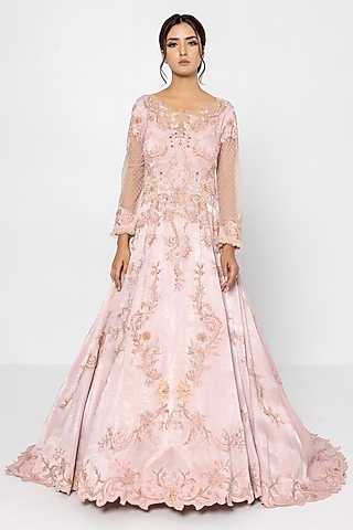 Dusty Pink Versace Crepe Embellished Gown by SARTORIALE