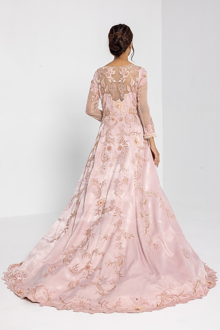 Dusty Pink Versace Crepe Embellished Wedding Gown by SARTORIALE at Pernia's Pop Up Shop
