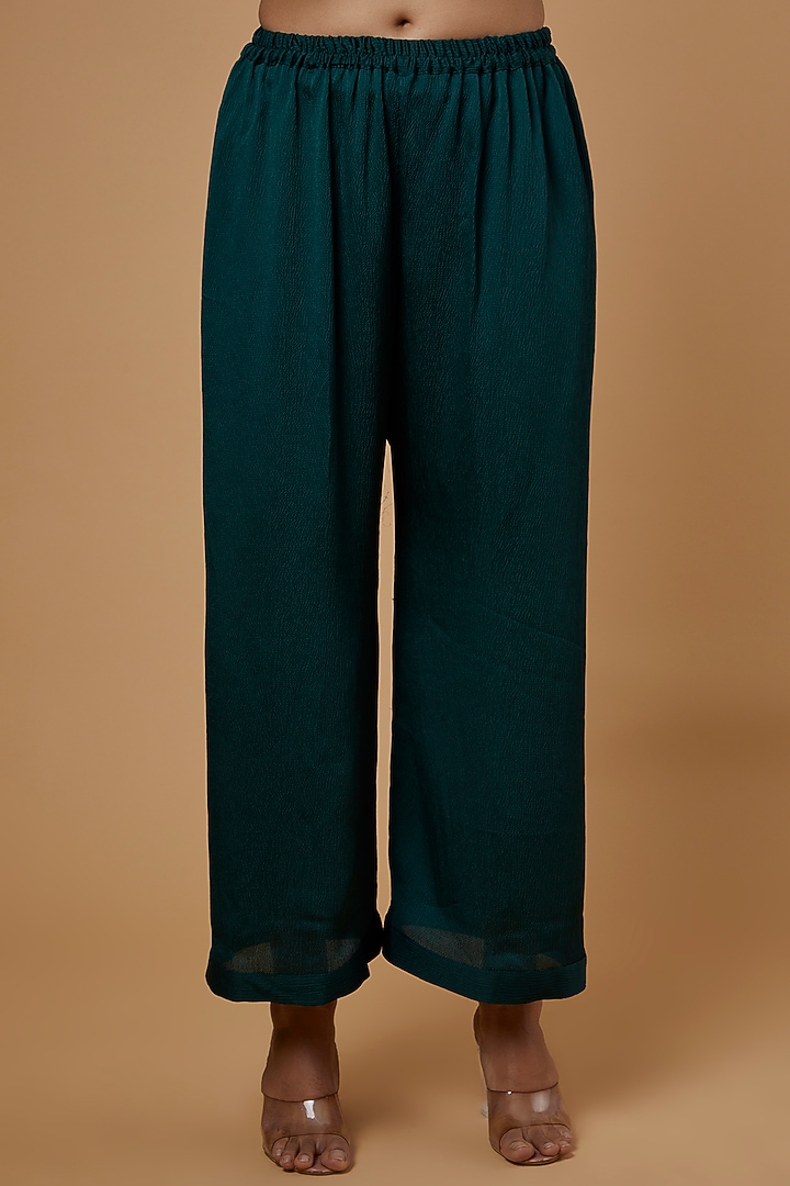 Bottle Green Crepe Satin Co-Ord Set by SARTORIALE at Pernia's Pop Up Shop