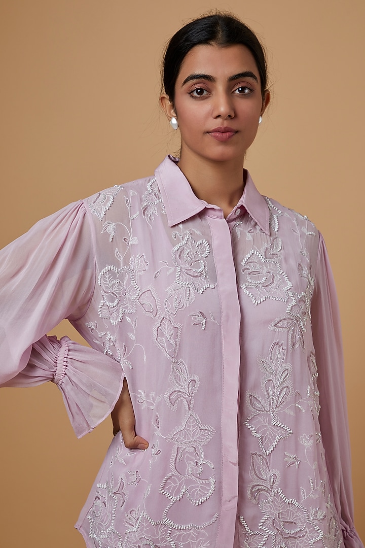 Lavender Georgette Co-Ord Set by SARTORIALE at Pernia's Pop Up Shop