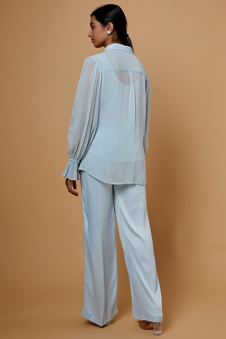 Baby Blue Georgette Co-Ord Set by SARTORIALE at Pernia's Pop Up Shop