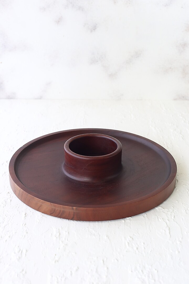 Walnut Polished Mango Wood Classic Chip & Dip Platter by Sashays at Pernia's Pop Up Shop