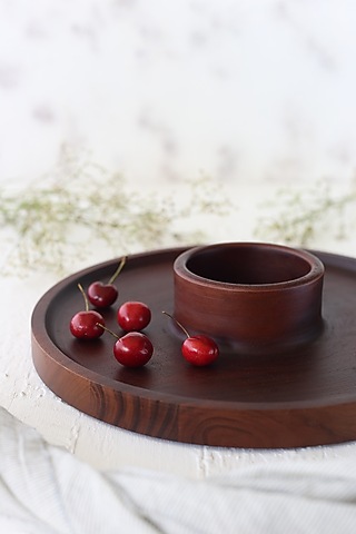 Walnut Polished Mango Wood Classic Chip & Dip Platter by Sashays