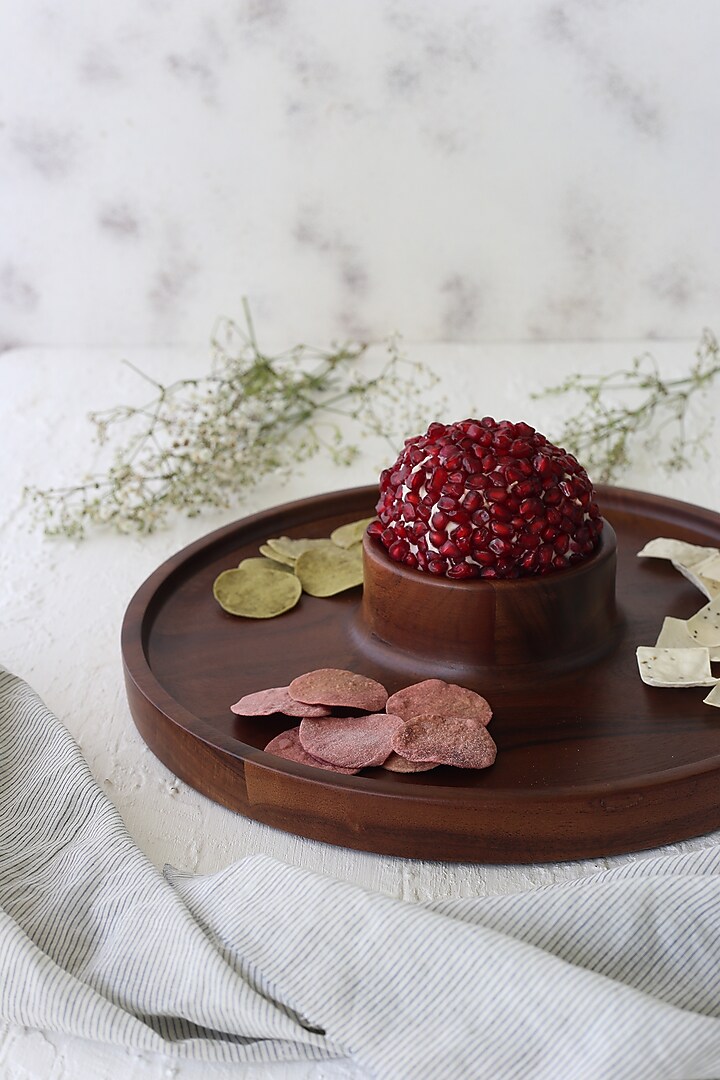 Walnut Polished Mango Wood Classic Chip & Dip Platter by Sashays at Pernia's Pop Up Shop