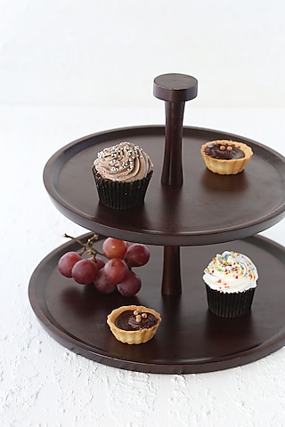 Walnut Polished Mango Wood Tiered Stand by Sashays