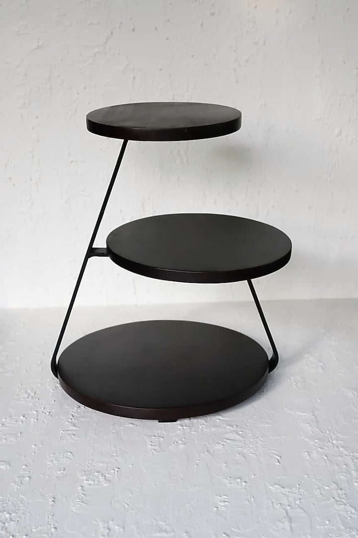 Walnut Polished Mango Wood Triple Layer Stand by Sashays at Pernia's Pop Up Shop