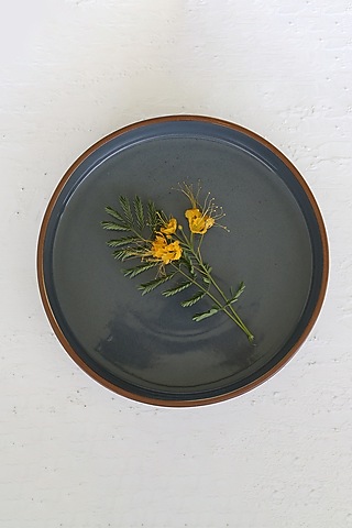 Greyish Blue Glazed Stoneware Deep Dish Platter by Sashays