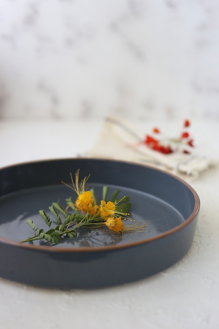 Greyish Blue Glazed Stoneware Deep Dish Platter by Sashays at Pernia's Pop Up Shop