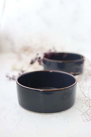 Dark Blue Glazed Stoneware Serving Bowl by Sashays