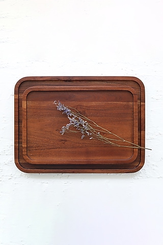 Walnut Polished Mango Wood Serving Platter (Set of 2) by Sashays