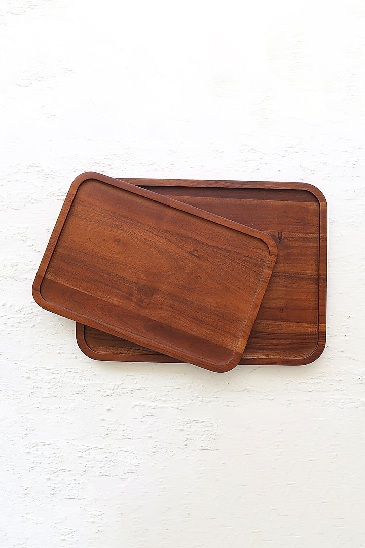 Walnut Polished Mango Wood Serving Platter (Set of 2) by Sashays at Pernia's Pop Up Shop