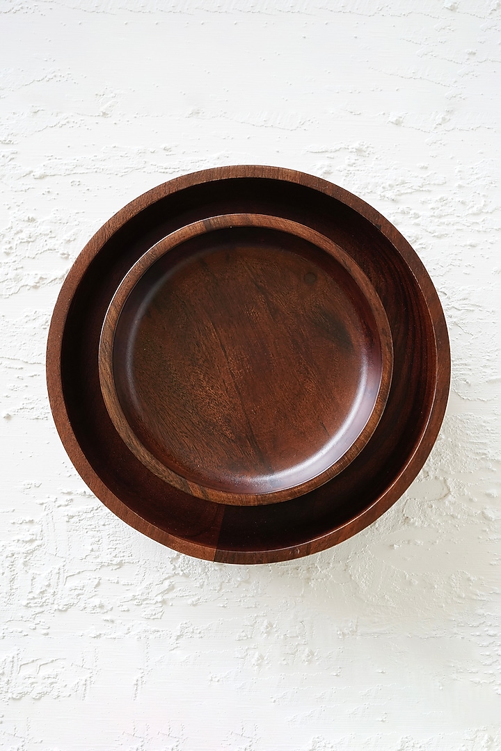 Walnut Polished Mango Wood Scooped Dish (Set of 2) by Sashays at Pernia's Pop Up Shop