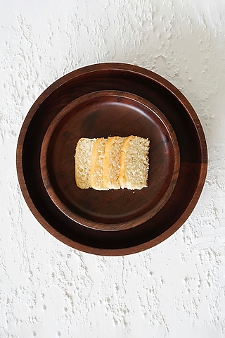 Walnut Polished Mango Wood Scooped Dish (Set of 2) by Sashays