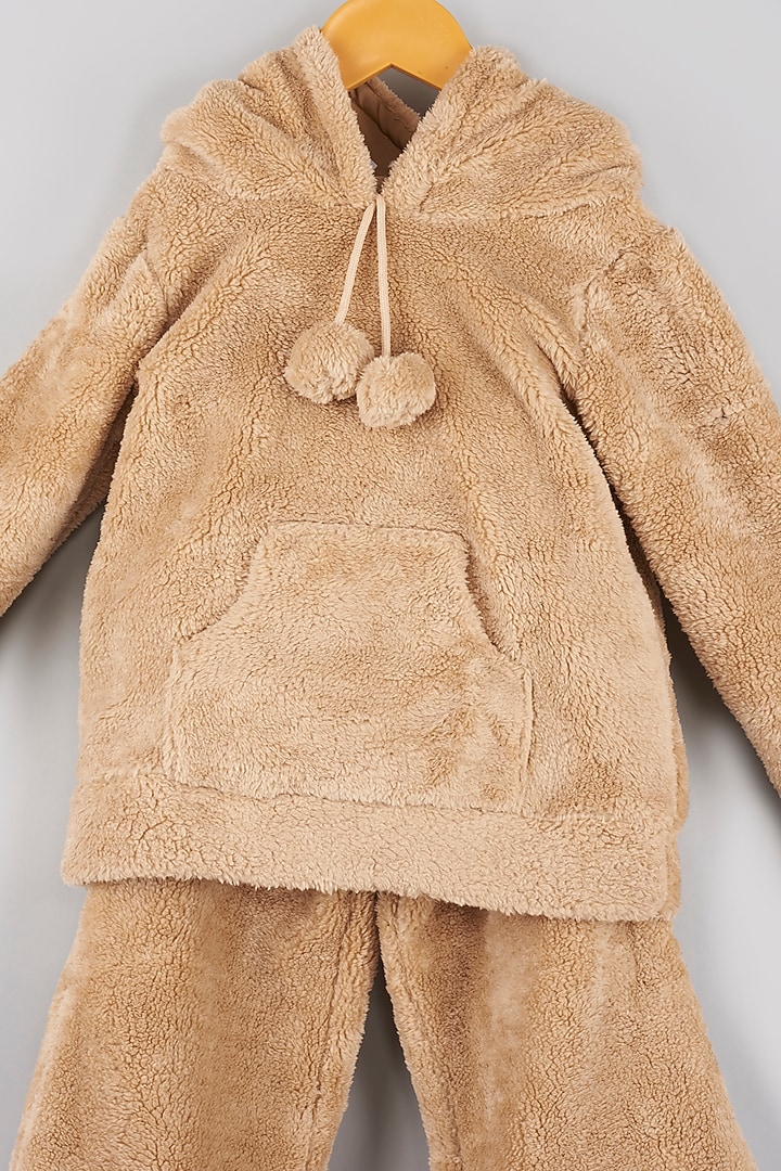 Beige Imported Fur Tracksuit For Girls by Sassy Kids at Pernia's Pop Up Shop