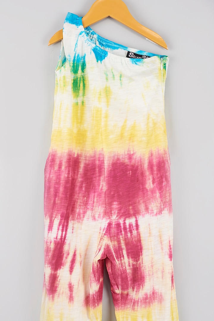 Multi-Colored Printed One-Shoulder Jumpsuit For Girls by Sassy Kids at Pernia's Pop Up Shop