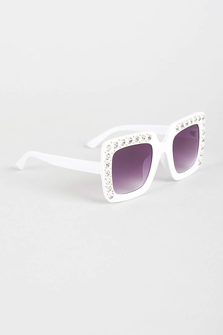 White Studded Sunglasses For Girls by Sassy Kids at Pernia's Pop Up Shop
