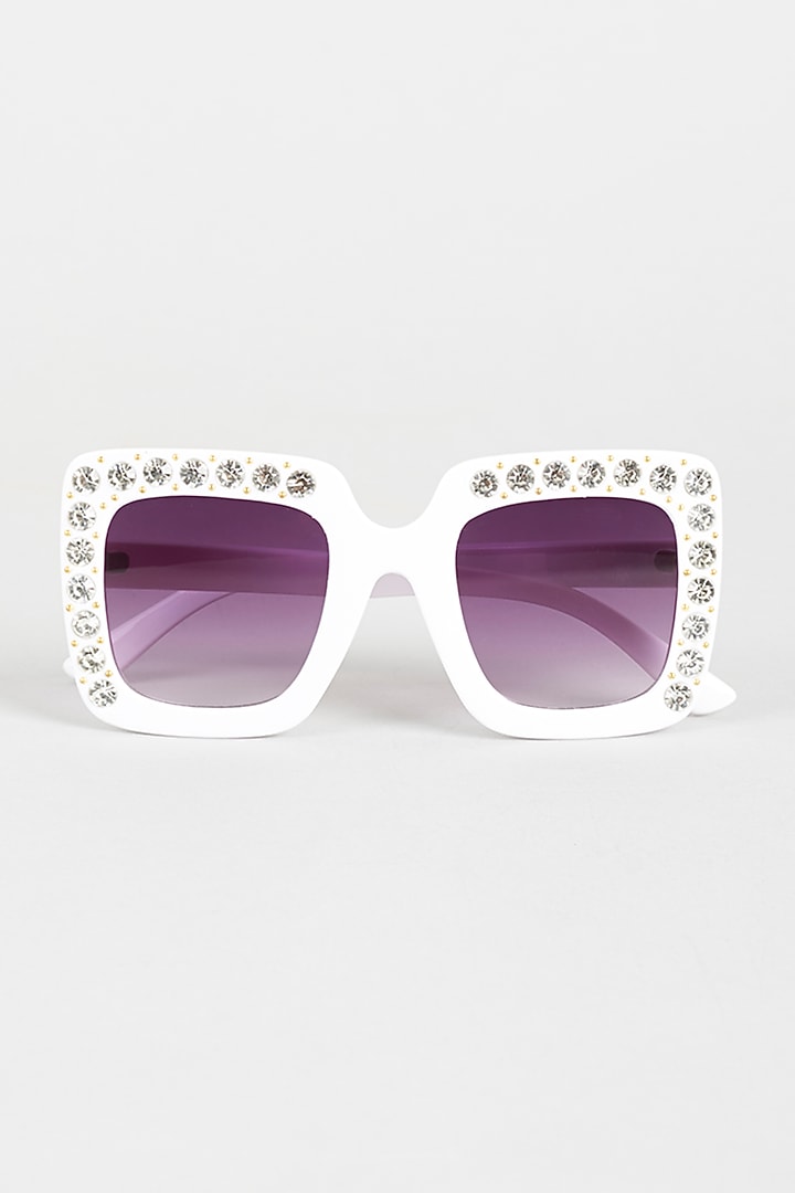 White Studded Sunglasses For Girls by Sassy Kids at Pernia's Pop Up Shop