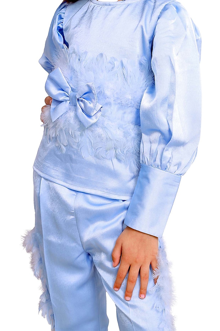 Powder Blue Milan Satin Co-Ord Set For Girls by Sassy Kids at Pernia's Pop Up Shop