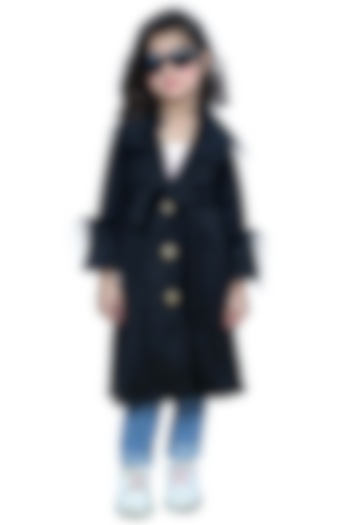 Black Suede Overcoat For Girls by Sassy Kids
