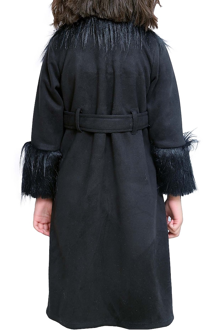 Black Suede Overcoat For Girls by Sassy Kids at Pernia's Pop Up Shop
