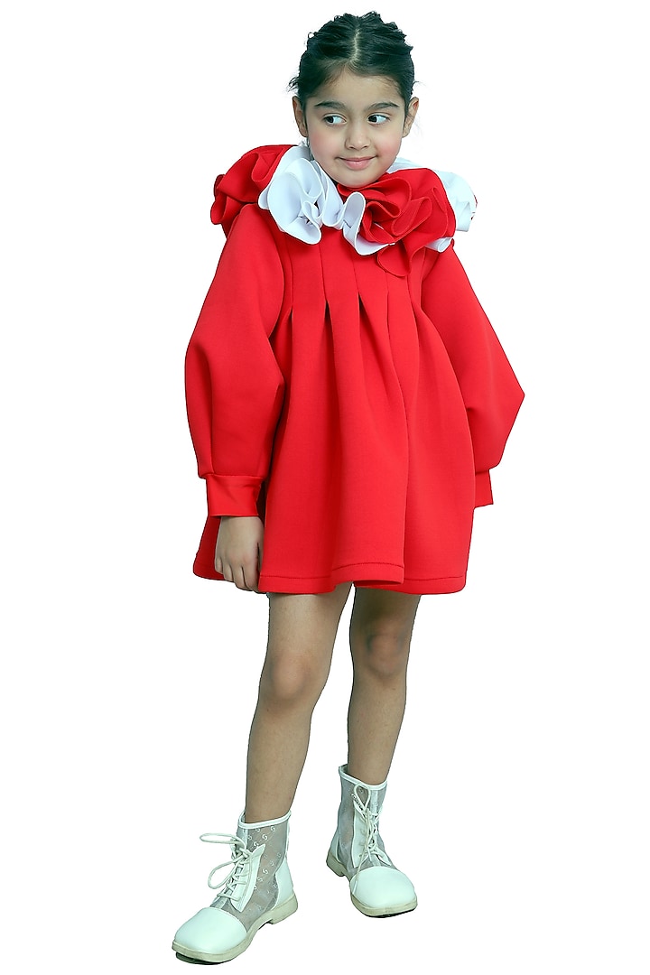 Red Scuba Dress For Girls by Sassy Kids