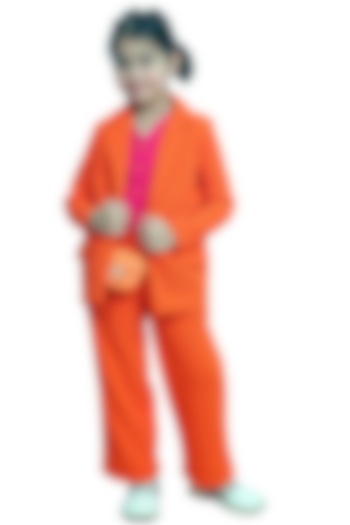 Orange Crepe Blazer set For Girls by Sassy Kids
