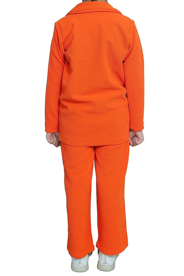 Orange Crepe Blazer set For Girls by Sassy Kids at Pernia's Pop Up Shop