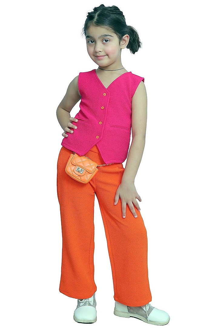 Orange Crepe Blazer set For Girls by Sassy Kids at Pernia's Pop Up Shop