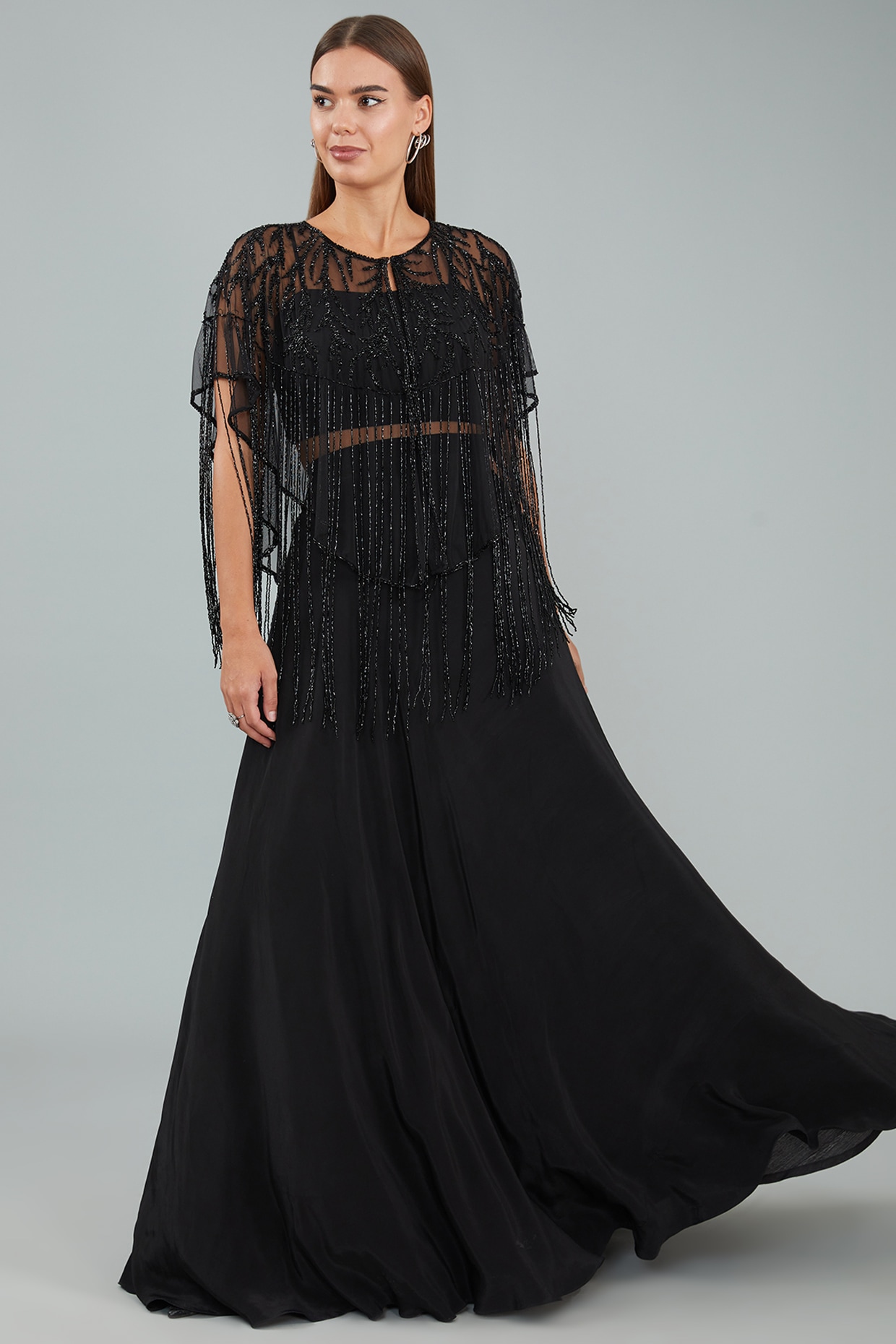 Defab In Style - Umbrella gown with net embroidery yoke and transparent  boat neck. | Facebook