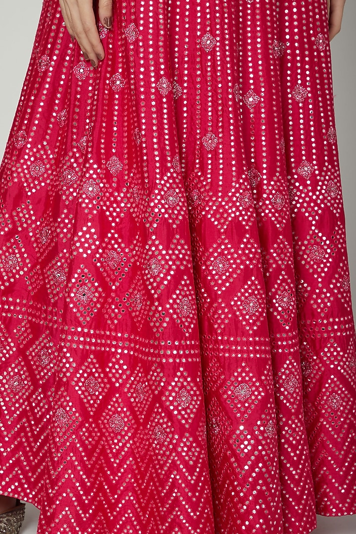 Fuchsia Hand Embroidered Wedding Lehenga With Bralette by Samatvam By Anjali Bhaskar at Pernia's Pop Up Shop