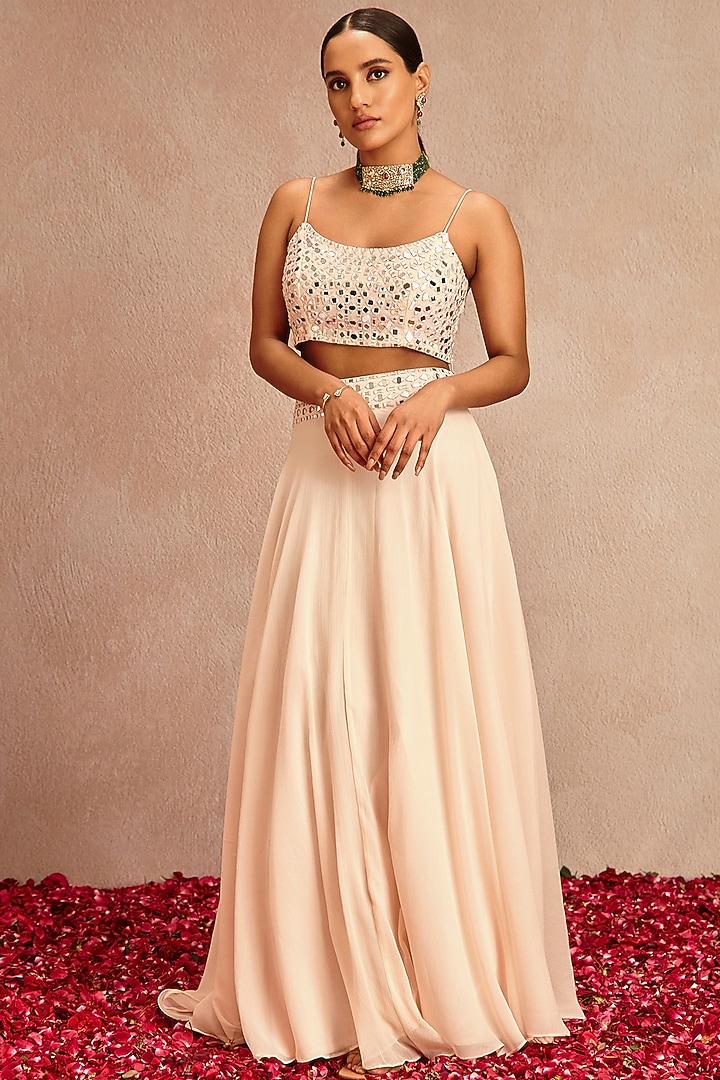 Old Rose Pink Embroidered Wedding Lehenga Set by Samatvam By Anjali Bhaskar at Pernia's Pop Up Shop