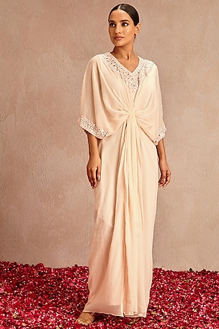 Pale Pink Embroidered Kaftan by Samatvam By Anjali Bhaskar