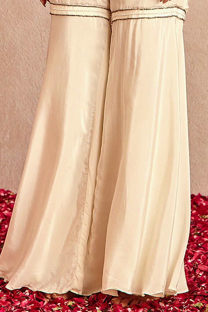 Ivory Blended Crepe Wedding Sharara Set by Samatvam By Anjali Bhaskar at Pernia's Pop Up Shop