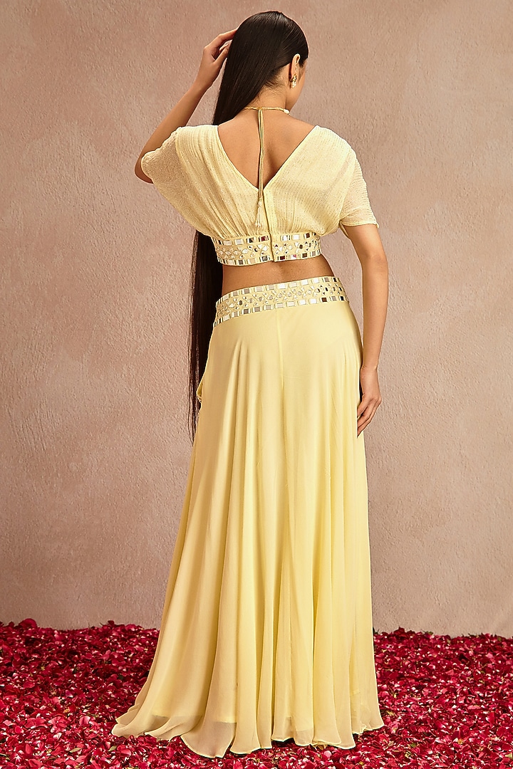 Lemon Yellow Embroidered Lehenga Set by Samatvam By Anjali Bhaskar at Pernia's Pop Up Shop