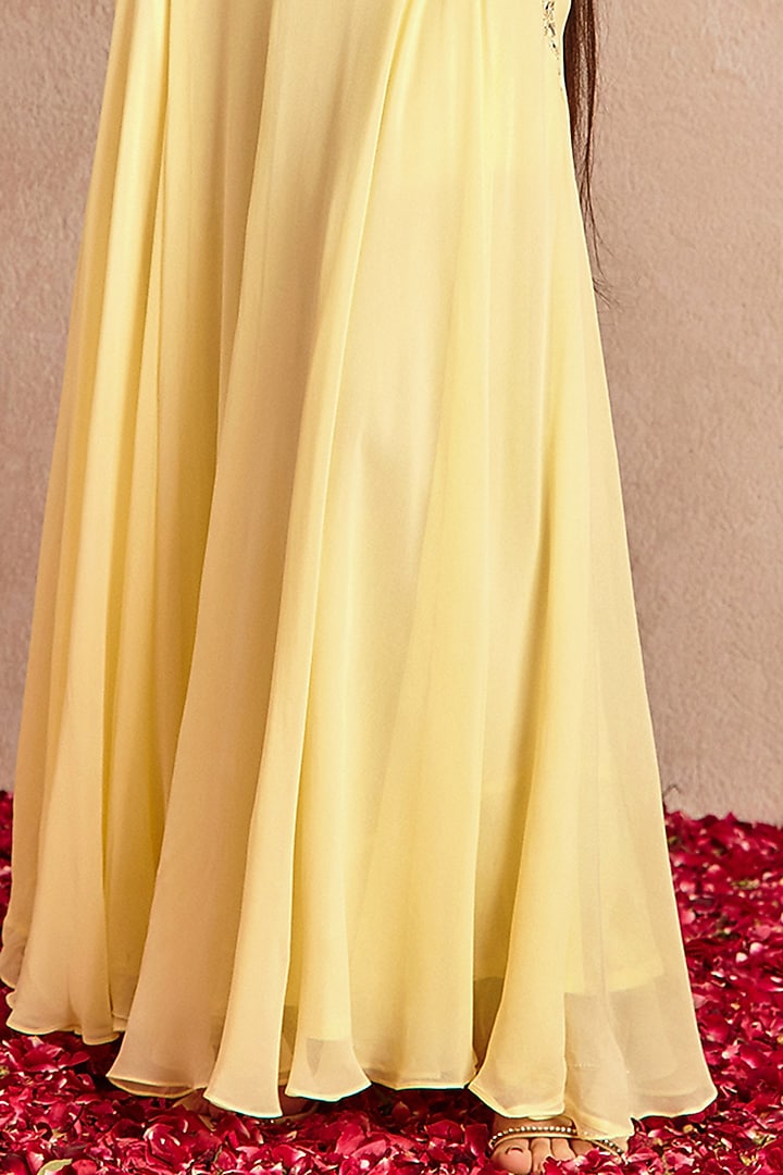 Lemon Yellow Embroidered Lehenga Set by Samatvam By Anjali Bhaskar at Pernia's Pop Up Shop