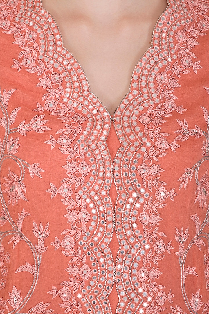 Peach Hand Embroidered Wedding Lehenga Set by Samatvam By Anjali Bhaskar at Pernia's Pop Up Shop